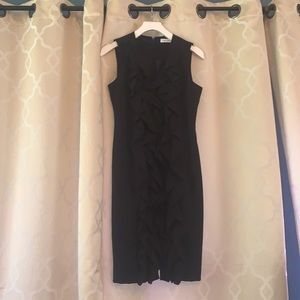 Calvin Klein Black Sleeveless Dress with Ruffles